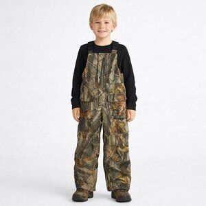 Remington Camo Bibs Boys 8 10 Snow Winter Real Tree Drwstring Lined Double Knee